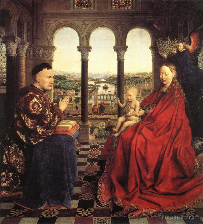 Jan van Eyck Ölgemälde - Die Jungfrau von Kanzler Rolin