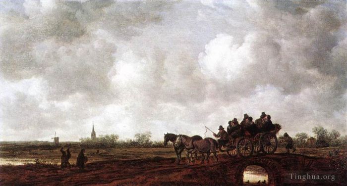 Jan Josephszoon van Goyen Ölgemälde - Pferdewagen auf einer Brücke