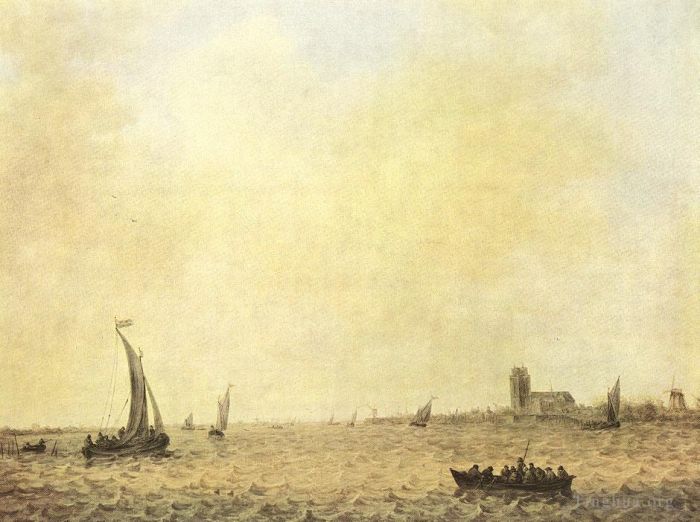 Jan Josephszoon van Goyen Ölgemälde - Blick auf Dordrecht von der Oude Maas aus