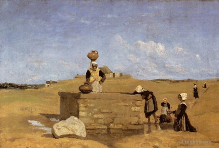 Jean-Baptiste-Camille Corot Ölgemälde - Bretonische Frauen am Brunnen
