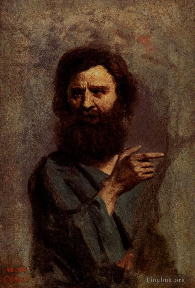 Jean-Baptiste-Camille Corot Ölgemälde - Corot-Kopf eines bärtigen Mannes