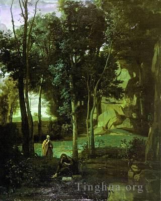 Jean-Baptiste-Camille Corot Ölgemälde - Democrito e gli Abderiti 1841