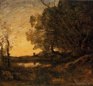 Jean-Baptiste-Camille Corot Werk - Abendlicher entfernter Turm