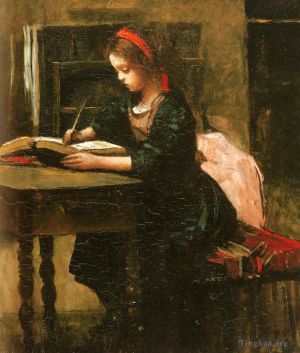 Jean-Baptiste-Camille Corot Werk - Fillete AL etude En Train D Ecrire
