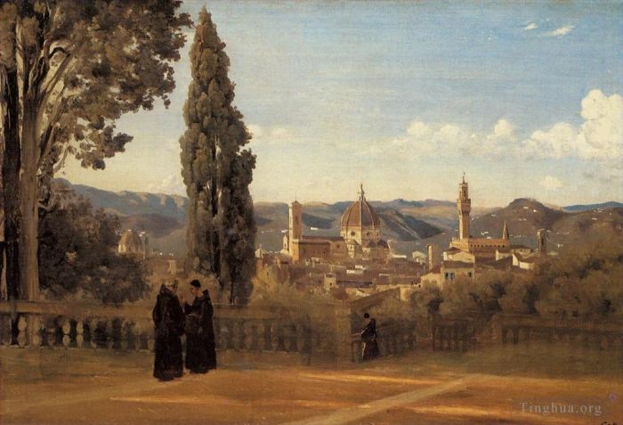 Jean-Baptiste-Camille Corot Ölgemälde - Florenz Die Boboli-Gärten