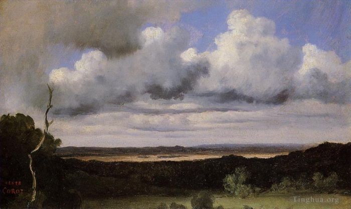 Jean-Baptiste-Camille Corot Ölgemälde - Fontainebleau Sturm über den Ebenen