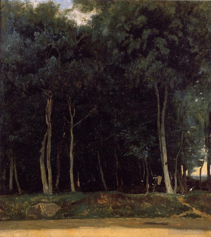 Jean-Baptiste-Camille Corot Ölgemälde - Fontainebleau an der Bas-Breau-Straße