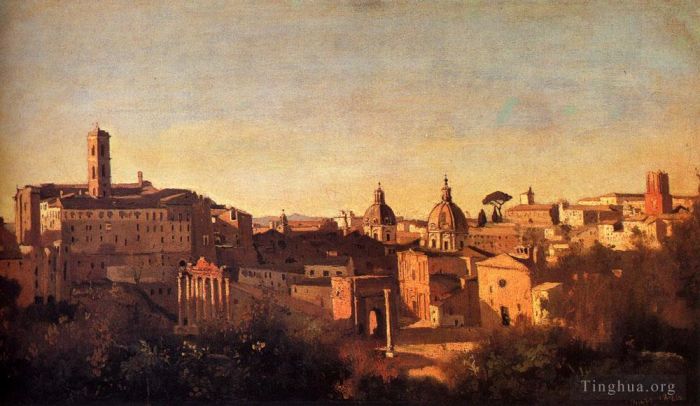 Jean-Baptiste-Camille Corot Ölgemälde - Forum von den Farnese-Gärten aus gesehen