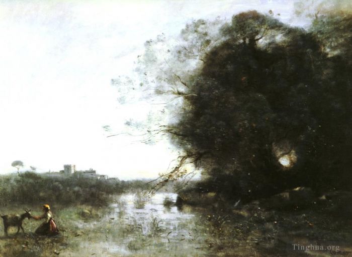 Jean-Baptiste-Camille Corot Ölgemälde - Französisches Le Marais Au Grand Arbre