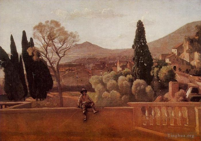 Jean-Baptiste-Camille Corot Ölgemälde - Gärten der Villa d'Este in Tivoli