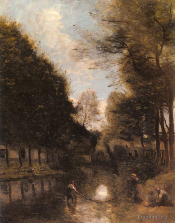 Jean-Baptiste-Camille Corot Ölgemälde - Gisors Riviere Bordee D Arbres