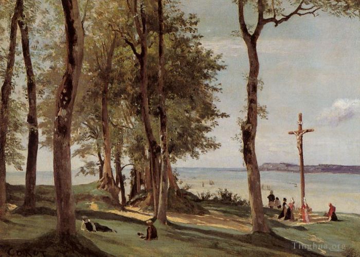Jean-Baptiste-Camille Corot Ölgemälde - Kalvarienberg von Honfleur an der Côte de Grace