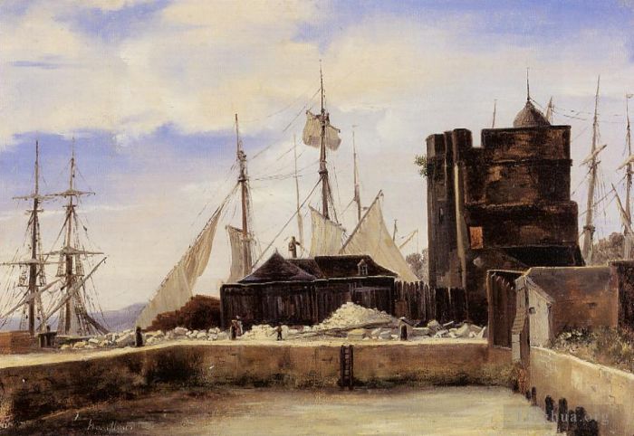 Jean-Baptiste-Camille Corot Ölgemälde - Honfleur Der alte Kai
