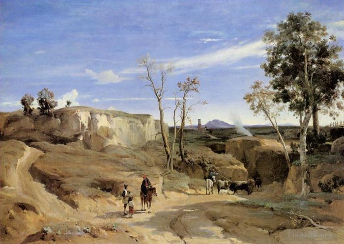 Jean-Baptiste-Camille Corot Ölgemälde - La Cervara, die römische Landschaft