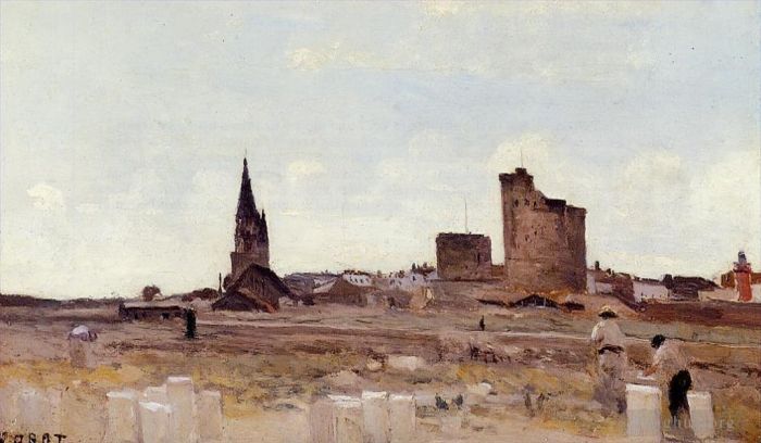 Jean-Baptiste-Camille Corot Ölgemälde - La Rochelle-Steinbruch in der Nähe der Hafeneinfahrt