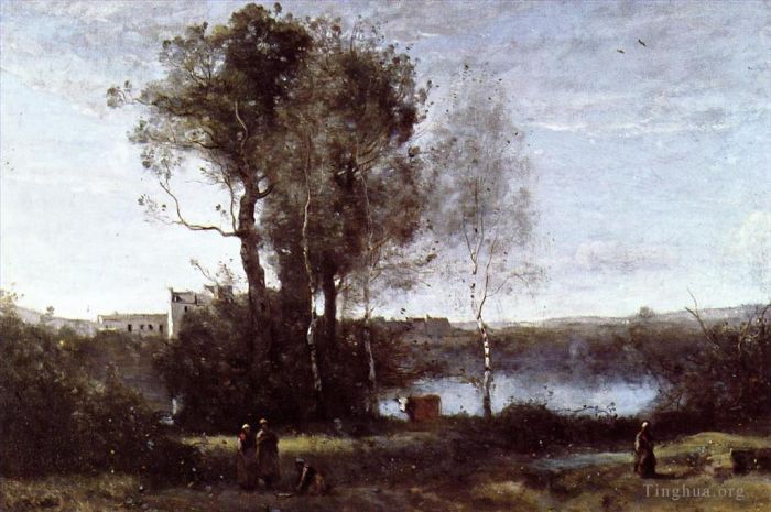 Jean-Baptiste-Camille Corot Ölgemälde - Große Pachtfarm