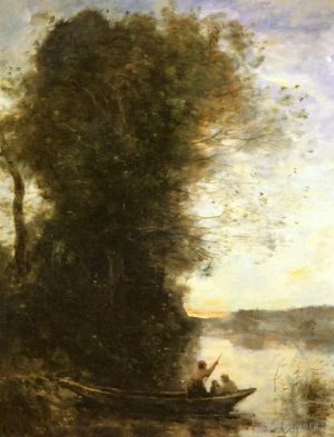 Jean-Baptiste-Camille Corot Werk - Le Batelier Quittant La Rive Avec Une Femme Et Une Femme