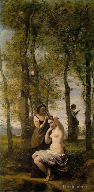 Jean-Baptiste-Camille Corot Werk - Le Toilette, auch bekannt als Landschaft mit Figuren