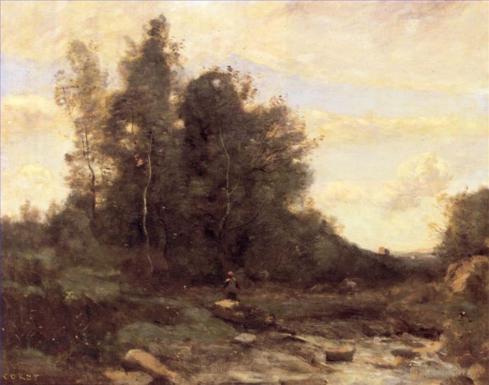 Jean-Baptiste-Camille Corot Ölgemälde - Der Torrent Pierreaux