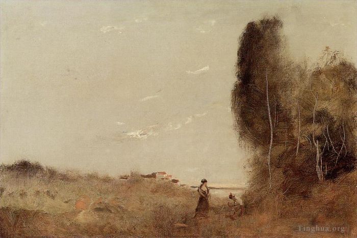 Jean-Baptiste-Camille Corot Ölgemälde - Morgen am Wasser