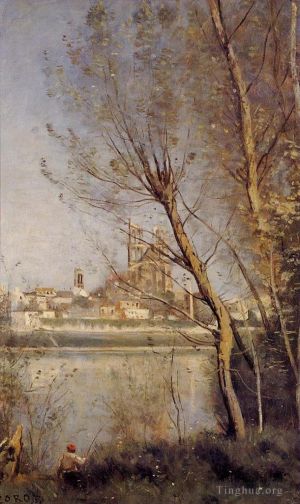 Jean-Baptiste-Camille Corot Werk - Nantes, die Kathedrale und die Stadt durch die Bäume gesehen