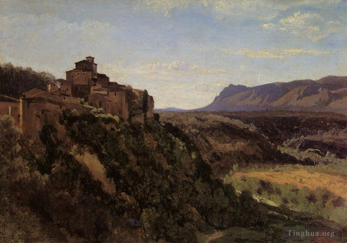 Jean-Baptiste-Camille Corot Ölgemälde - Papigno-Gebäude mit Blick auf das Tal