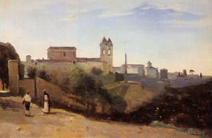 Jean-Baptiste-Camille Corot Werk - Rom Monte Pinco die Trinita dei Monte Blick vom Garten der Academie de France