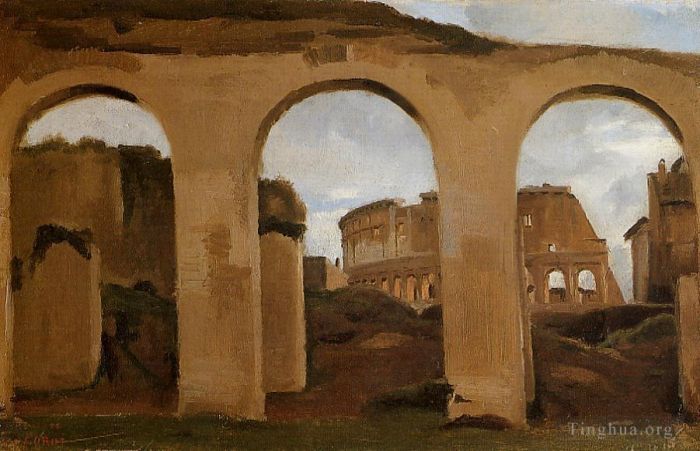 Jean-Baptiste-Camille Corot Ölgemälde - Rom Das Kolosseum, gesehen durch die Bögen der Konstantinsbasilika