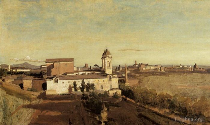 Jean-Baptiste-Camille Corot Ölgemälde - Rom, die Trinita dei Monti, Blick von der Villa Medici