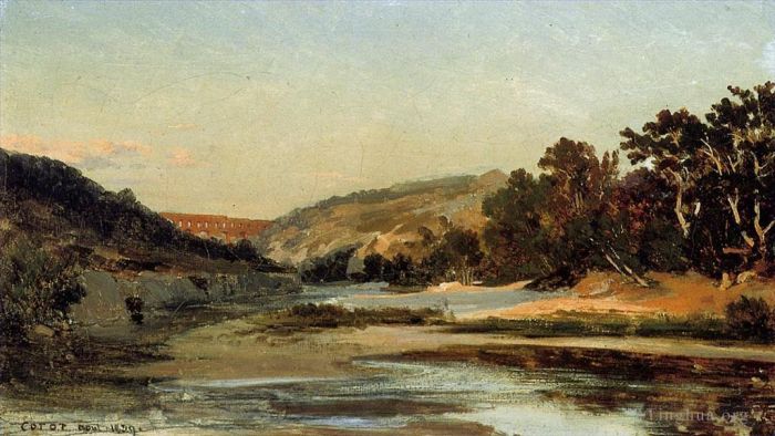 Jean-Baptiste-Camille Corot Ölgemälde - Das Aquädukt im Tal