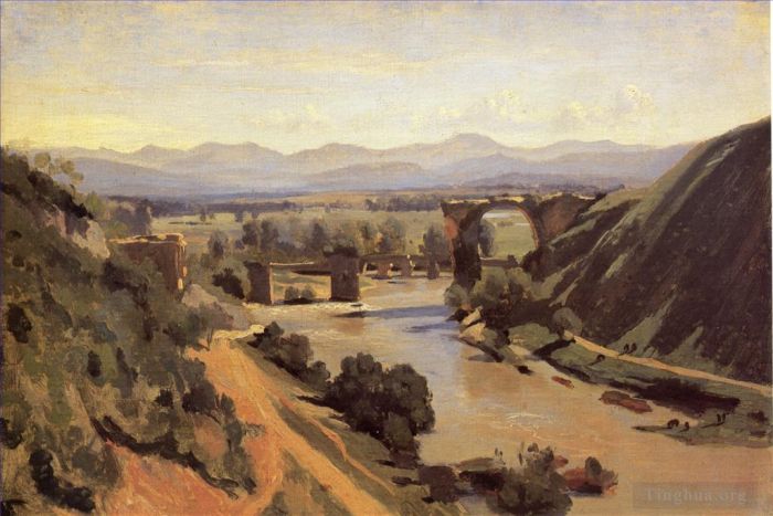 Jean-Baptiste-Camille Corot Ölgemälde - Die Augustanerbrücke bei Narni