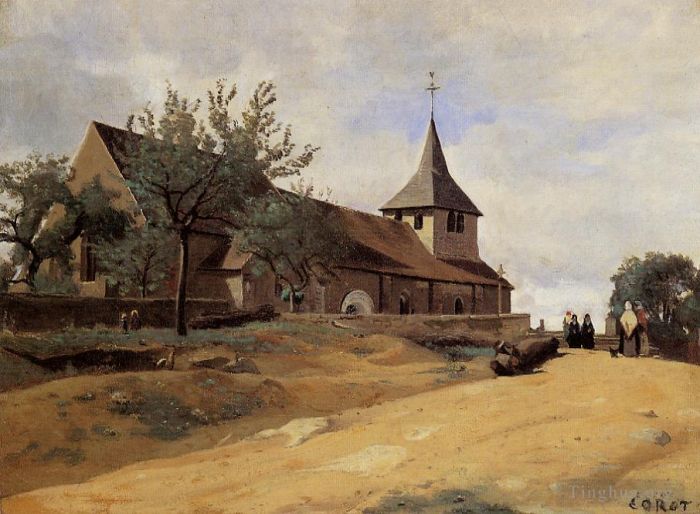 Jean-Baptiste-Camille Corot Ölgemälde - Die Kirche in Lormes