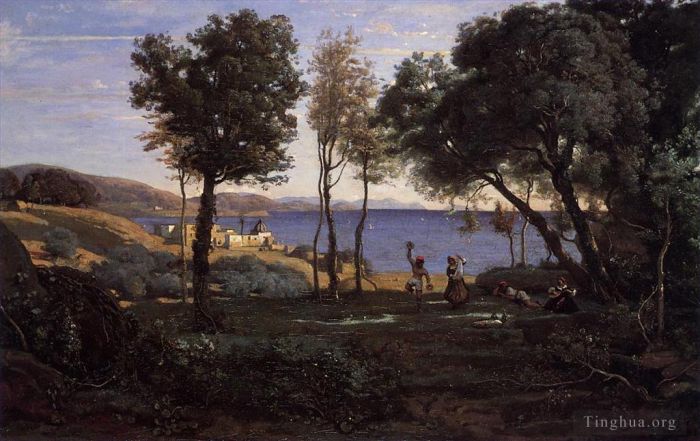 Jean-Baptiste-Camille Corot Ölgemälde - Ansicht in der Nähe von Neapel