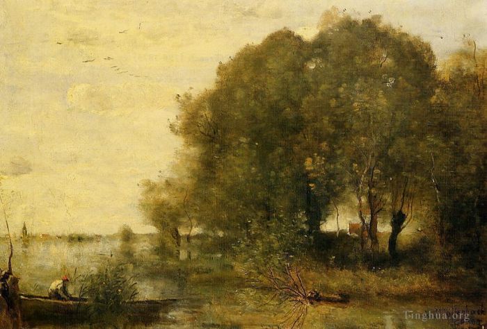 Jean-Baptiste-Camille Corot Ölgemälde - Bewaldete Halbinsel