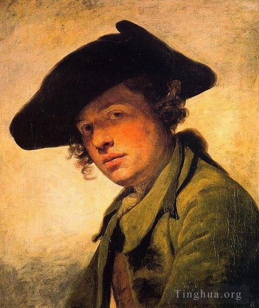 Jean-Baptiste Greuze Ölgemälde - Ein junger Mann mit Hut