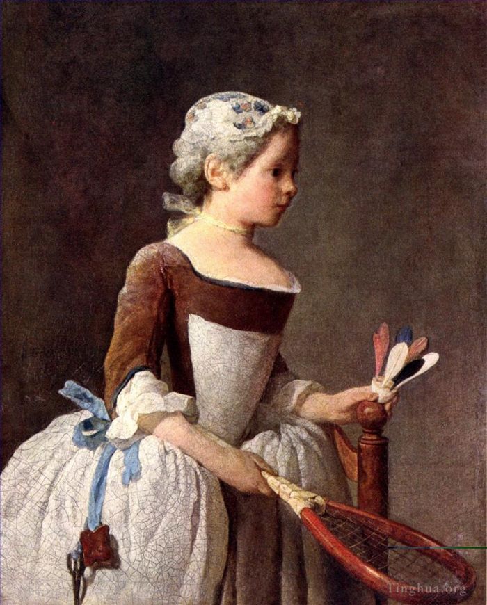 Jean-Baptiste-Simeon Chardin Ölgemälde - Mädchen mit einem Federballschläger