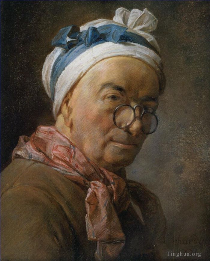 Jean-Baptiste-Simeon Chardin Ölgemälde - Selbstporträt mit Brille