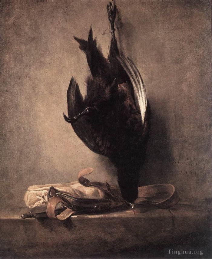 Jean-Baptiste-Simeon Chardin Ölgemälde - Stillleben mit totem Fasan und Jagdbeutel