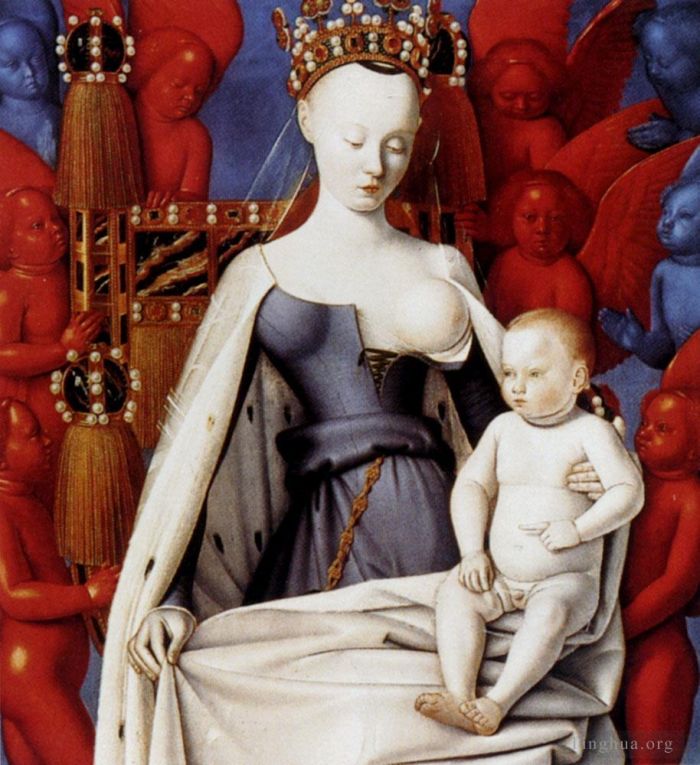 Jehan Fouquet Ölgemälde - Madonna und Kind