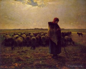 Jean-Francois Millet Werk - Schäferin mit ihrer Herde