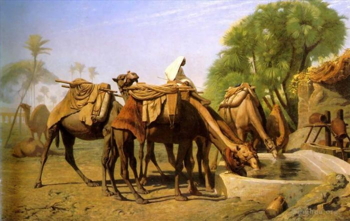 Jean-Leon Gerome Ölgemälde - Kamele am Brunnen
