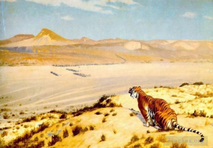 Jean-Leon Gerome Ölgemälde - Tiger auf der Wache2