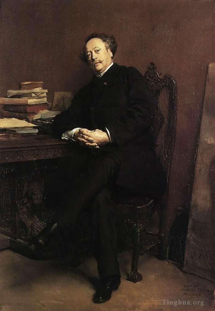 Jean-Louis Ernest Meissonier Ölgemälde - Porträt von Alexandre Dumas Jr. 1877