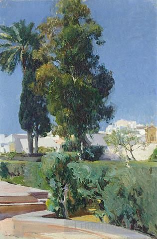 Joaquin Sorolla Ölgemälde - Ecke des Gartens Alcazar Sevilla GTY Landschaft Joaquin Sorolla