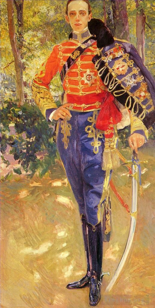 Joaquin Sorolla Ölgemälde - Retrato Del Rey Don Alfonso XIII mit der Uniforme De Husares