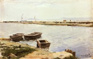 Joaquin Sorolla Werk - Y Drei Boote an einem Ufer