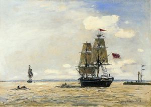 Johan Barthold Jongkind Werk - Norwegisches Marineschiff verlässt den Hafen von Honfleur