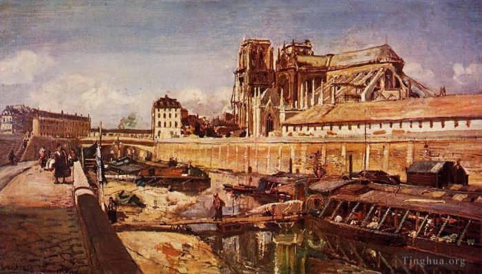 Johan Barthold Jongkind Ölgemälde - Notre Dame de Paris vom Pont de LArcheveche aus gesehen