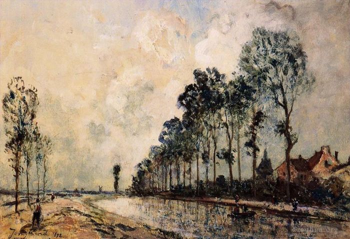 Johan Barthold Jongkind Ölgemälde - Der Oorcq-Kanal Aisne