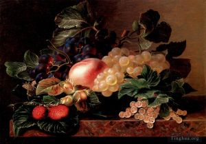 Johan Laurentz Jensen Werk - Trauben, Erdbeeren, Pfirsich, Haselnüsse und Beeren